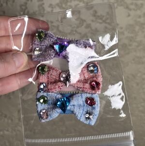 New! Hair Bows For Pups Or Babies - Set Of 3 Bedazzled!